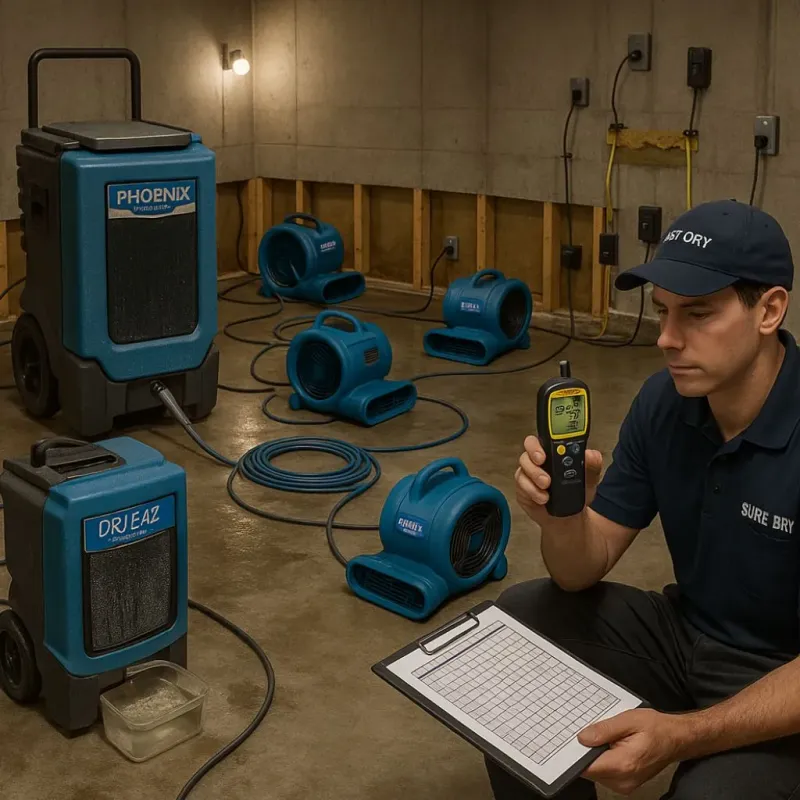 Structural Drying and Dehumidification process in Linden, TX